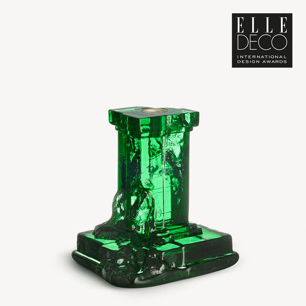 Load image into Gallery viewer, Kosta Boda Rocky Baroque Candlestick Emerald Green Medium
