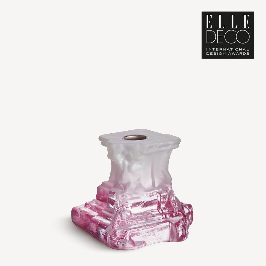 Kosta Boda Rocky Baroque Candlestick Spicy Rose Small