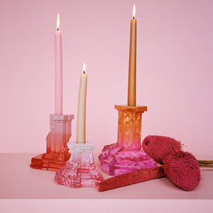 Kosta Boda Rocky Baroque Candlestick Spicy Rose Small