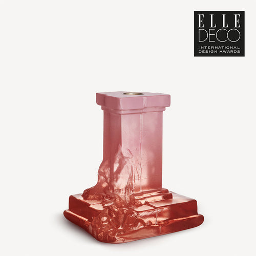 Kosta Boda Rocky Baroque Candlestick Spicy Rose Medium