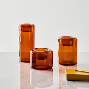 Kosta Boda Happy Votive Amber Set Of 3