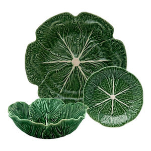 Bordallo Pinheiro Cabbage Natural 12 Pieces Set with Pasta Bowl - Green