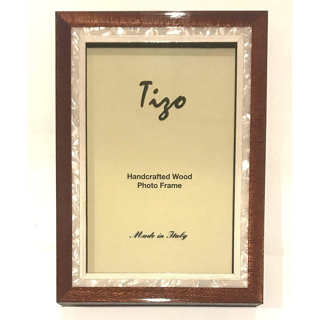 Tizo Design Brown & MOP Inlay 5x7 Wood Frame