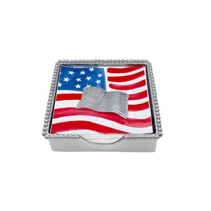 Mariposa American Flag (7215) Beaded Napkin Box Set