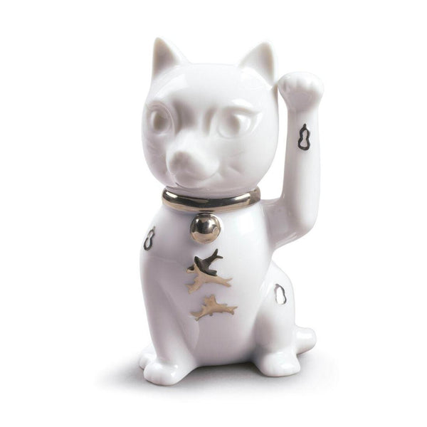 Load image into Gallery viewer, Lladro Maneki Neko Figurine - Silver Lustre
