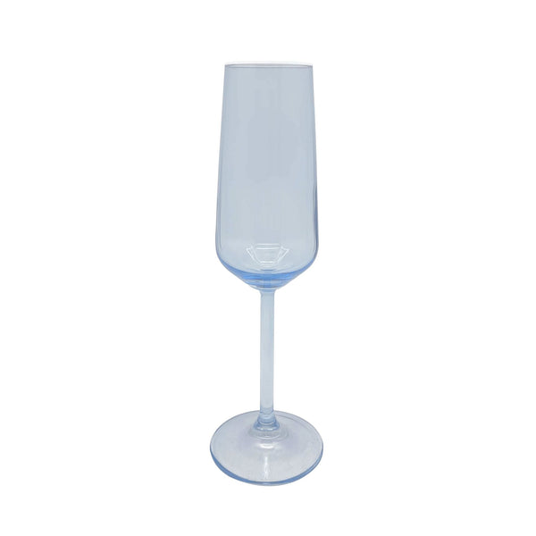 Load image into Gallery viewer, Mariposa Fine Line Light Blue with White Rim Champagne Flute Glass Set of 4
