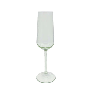 Mariposa Fine Line Light Green with White Rim Champagne Flute Glass Set of 4
