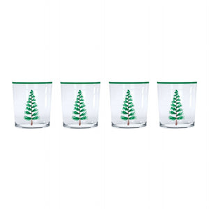 Mariposa Woodland Trees Suite of 4 Doulbe Old-Fashioned Glasses