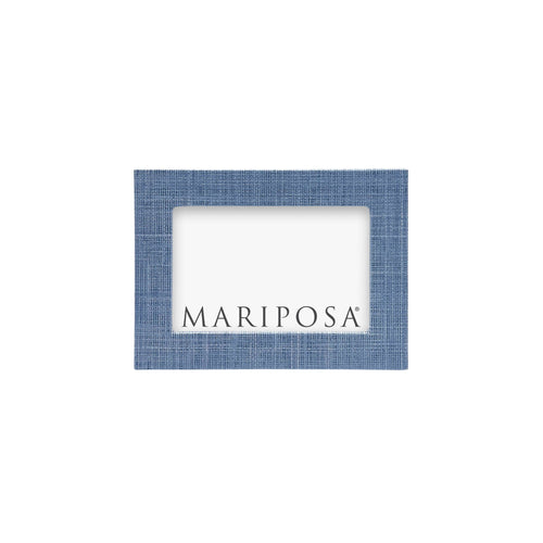 Mariposa Heather Blue Faux Grasscloth 4x6 Frame