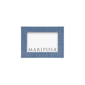 Mariposa Heather Blue Faux Grasscloth 4x6 Frame