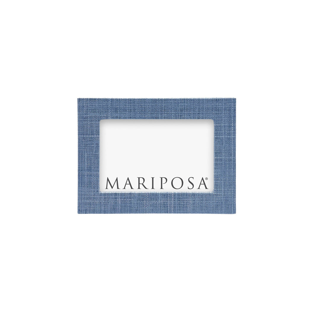 Mariposa Heather Blue Faux Grasscloth 4x6 Frame