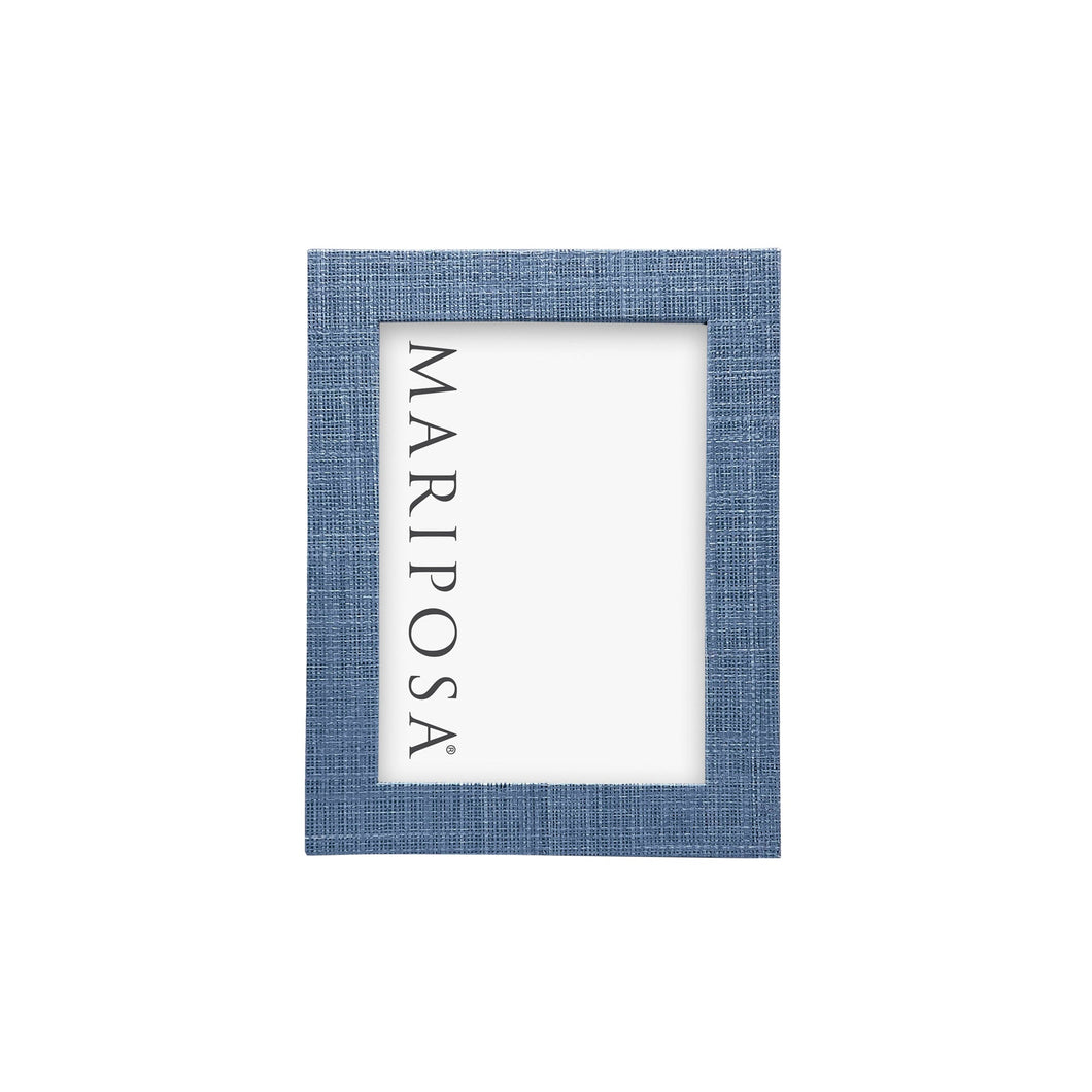 Mariposa Heather Blue Faux Grasscloth 5x7 Frame