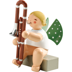 Wendt & Kuhn Angel with Contrabassoon, Sitting Figurine