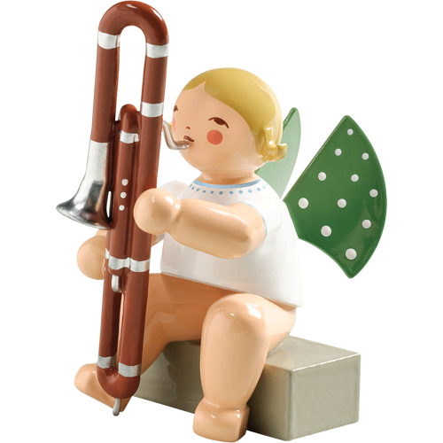 Wendt & Kuhn Angel with Contrabassoon, Sitting Figurine