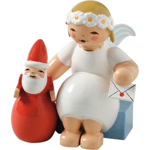 Wendt & Kuhn Marguerite Angel, Sitting, with Santa Claus Figurine