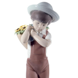 Lladro Gathering Flowers Boy Figurine - 60th Anniversary