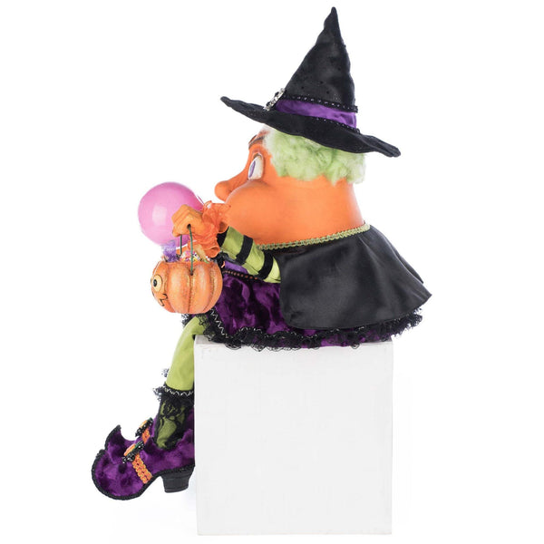 Load image into Gallery viewer, Katherine&#39;s Collection Bubbles the Witch Candy Corn Ledge Sitter

