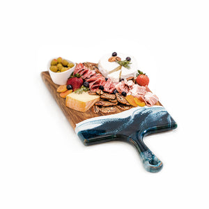 Lynn & Liana 10x20 Large Acacia Cheeseboard Navy White Metallic