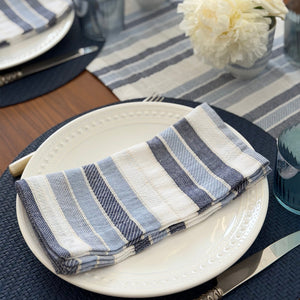 Bodrum Linens Aegean Stripe Napkin - Linen Napkins - Set of 4
