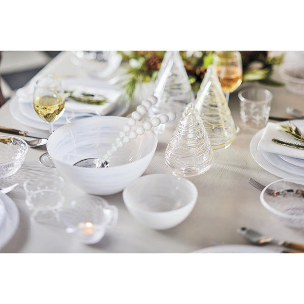Load image into Gallery viewer, Mariposa Pearled White Salad Servers
