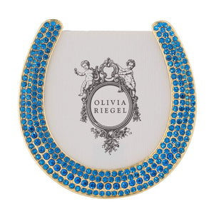 Olivia Riegel Horseshoe Frame with Capri Blue Stones, Gold