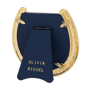 Olivia Riegel Horseshoe Frame with Capri Blue Stones, Gold