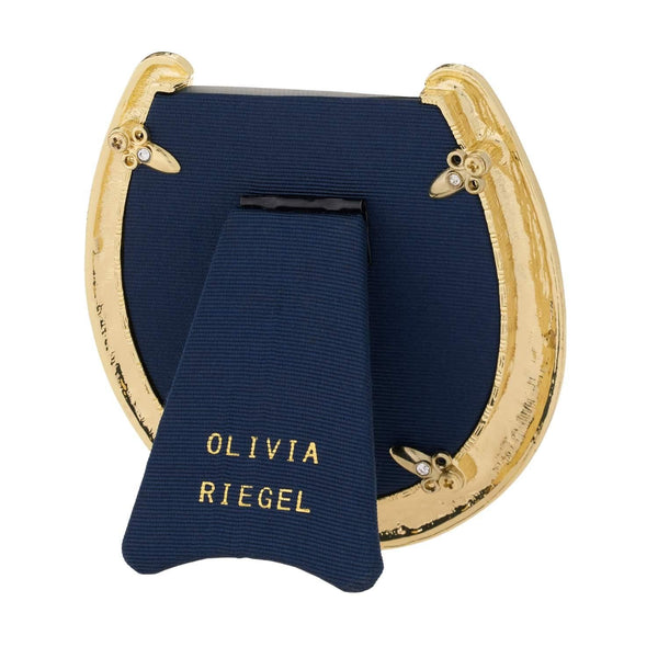 Load image into Gallery viewer, Olivia Riegel Horseshoe Frame with Capri Blue Stones, Gold
