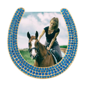 Olivia Riegel Horseshoe Frame with Capri Blue Stones, Gold