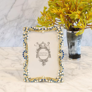 Olivia Riegel Gold Audrey 4" x 6" Frame with Capri Blue Stones & White Freshwater Pearls