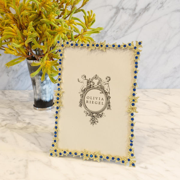 Load image into Gallery viewer, Olivia Riegel Gold Luxembourg 5&quot; x 7&quot; Frame with Capri Blue Stones
