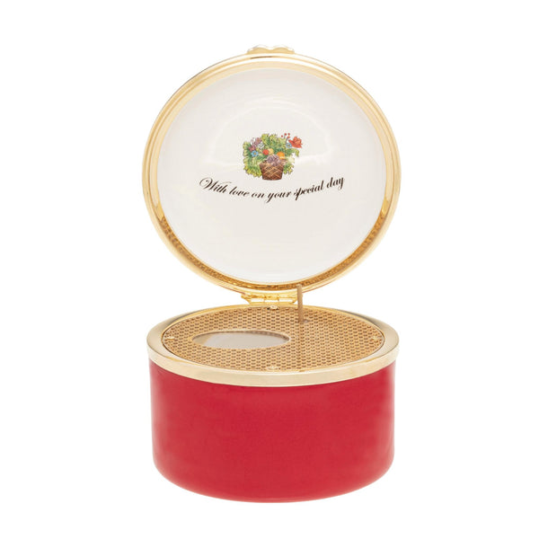 Load image into Gallery viewer, Halcyon Days Happy Birthday - Round Musical Enamel Box
