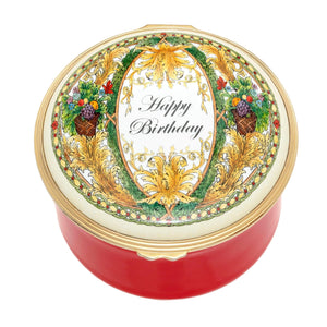 Halcyon Days Happy Birthday - Round Musical Enamel Box
