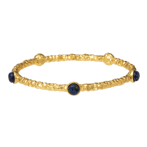 Halcyon Days Cabochon Deep Cobalt Gold Push-On Bangle