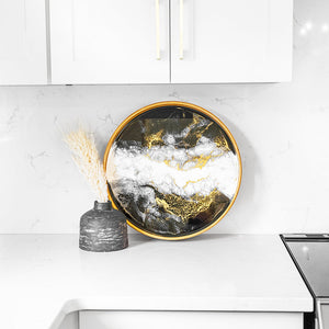 Lynn & Liana 16" Round Bamboo Tray Onyx