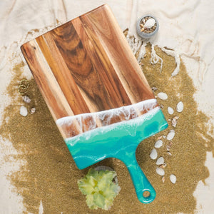 Lynn & Liana 10x20 Large Acacia Cheeseboard Caribbean Blue