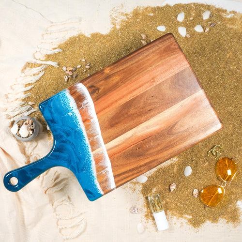 Lynn & Liana 10x20 Large Acacia Cheeeseboard Ocean vibes