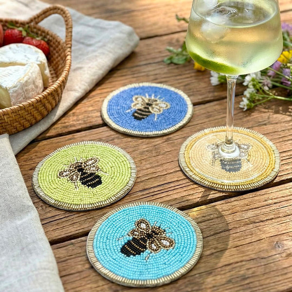 Load image into Gallery viewer, Bodrum Linens Beehive Coaster Set

