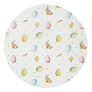 Bodrum Linens Bunny Trail 15" Round Mat - Easy Care Placemats - Set of 4