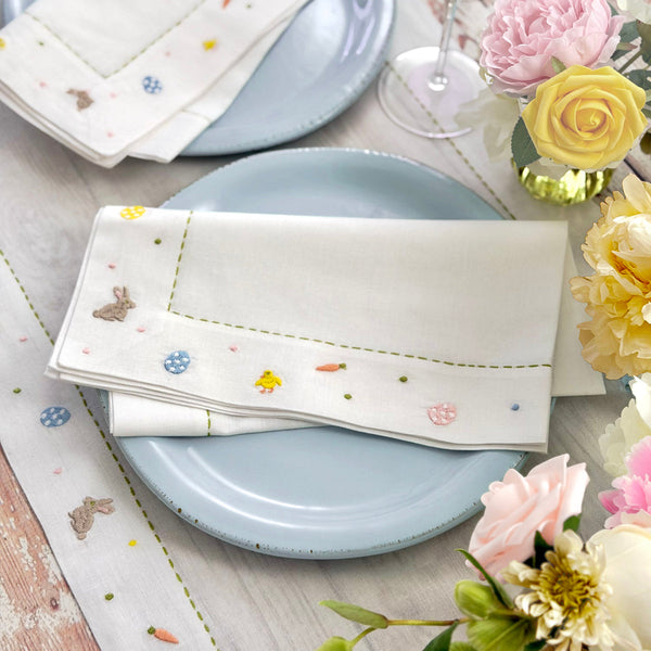 Load image into Gallery viewer, Bodrum Linens Bunny Trail Napkin - Linen Napkins - Set of 4
