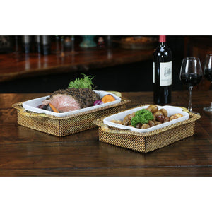 Calaisio Calaisio Rectangular Casserole Basket with Stoneware Roaster, Medium 2QT