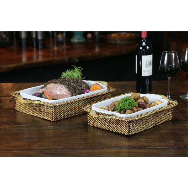 Load image into Gallery viewer, Calaisio Calaisio Rectangular Casserole Basket with Stoneware Roaster, Medium 2QT
