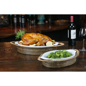 Calaisio Calaisio Oval Casserole Basket with Stoneware Roaster, Medium 3QT