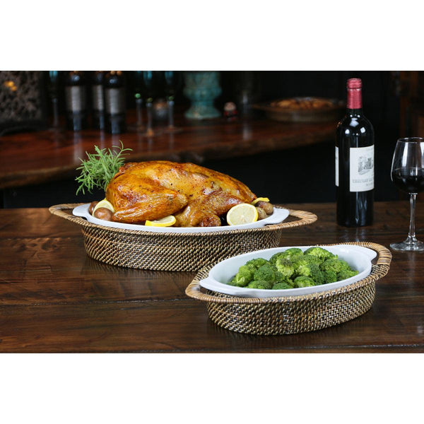 Load image into Gallery viewer, Calaisio Calaisio Oval Casserole Basket with Stoneware Roaster, Medium 3QT
