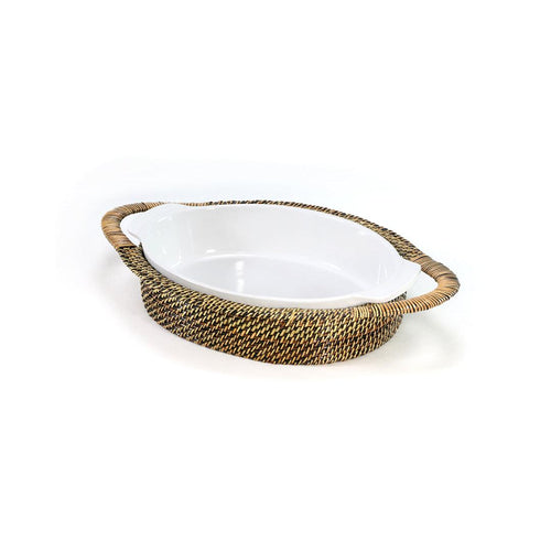 Calaisio Calaisio Oval Casserole Basket with Stoneware Roaster, Medium 3QT