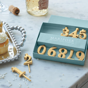Mariposa Gold Number Candle Holder Set, 10