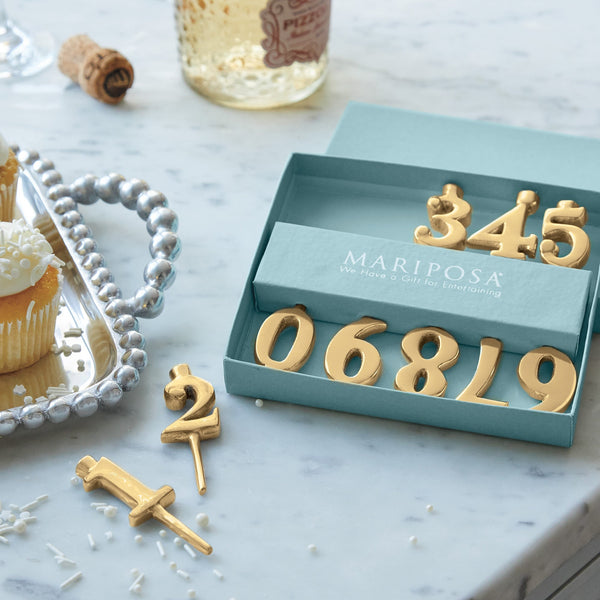 Load image into Gallery viewer, Mariposa Gold Number Candle Holder Set, 10
