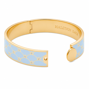 Halcyon Days Star Sparkle Trellis Hinged Bangle in Forget-Me-Not Blue & Gold