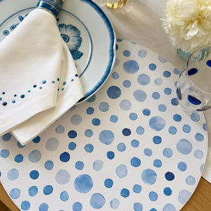 Bodrum Linens Dots 15" Round Mat - Easy Care Placemats - Set of 4