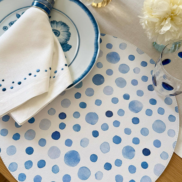 Load image into Gallery viewer, Bodrum Linens Dots 15" Round Mat - Easy Care Placemats - Set of 4
