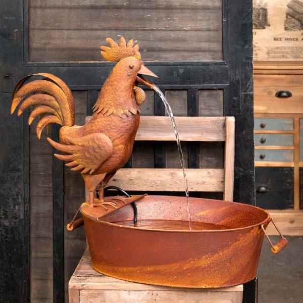 Load image into Gallery viewer, Park Hill Collection Folk Art Rooster Fountain
